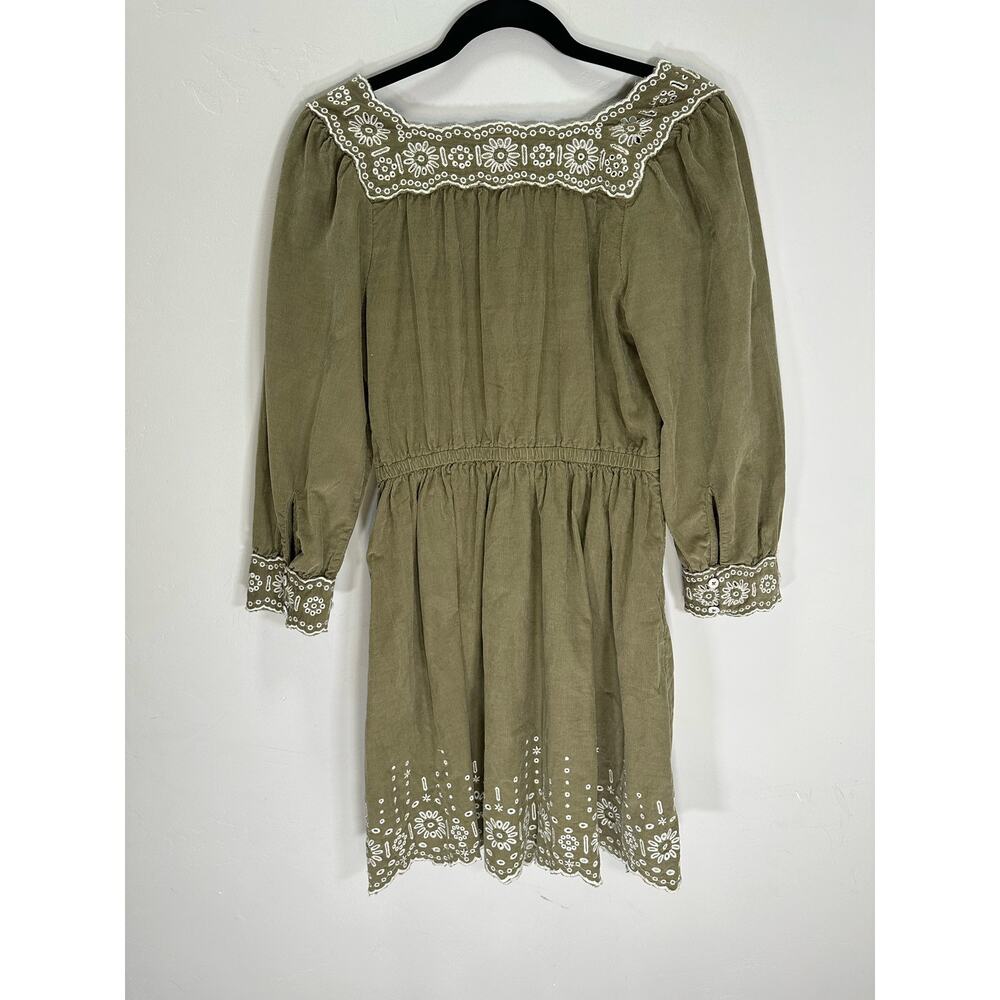 Madewell Embroidered Corduroy Square Neck Mini Dress size XS - Picture 3 of 5